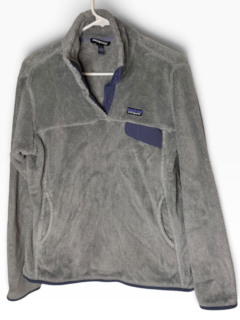 Patagonia Women’s Re-Tool Snap-T Pullover Size Large Gray Navy Fleece